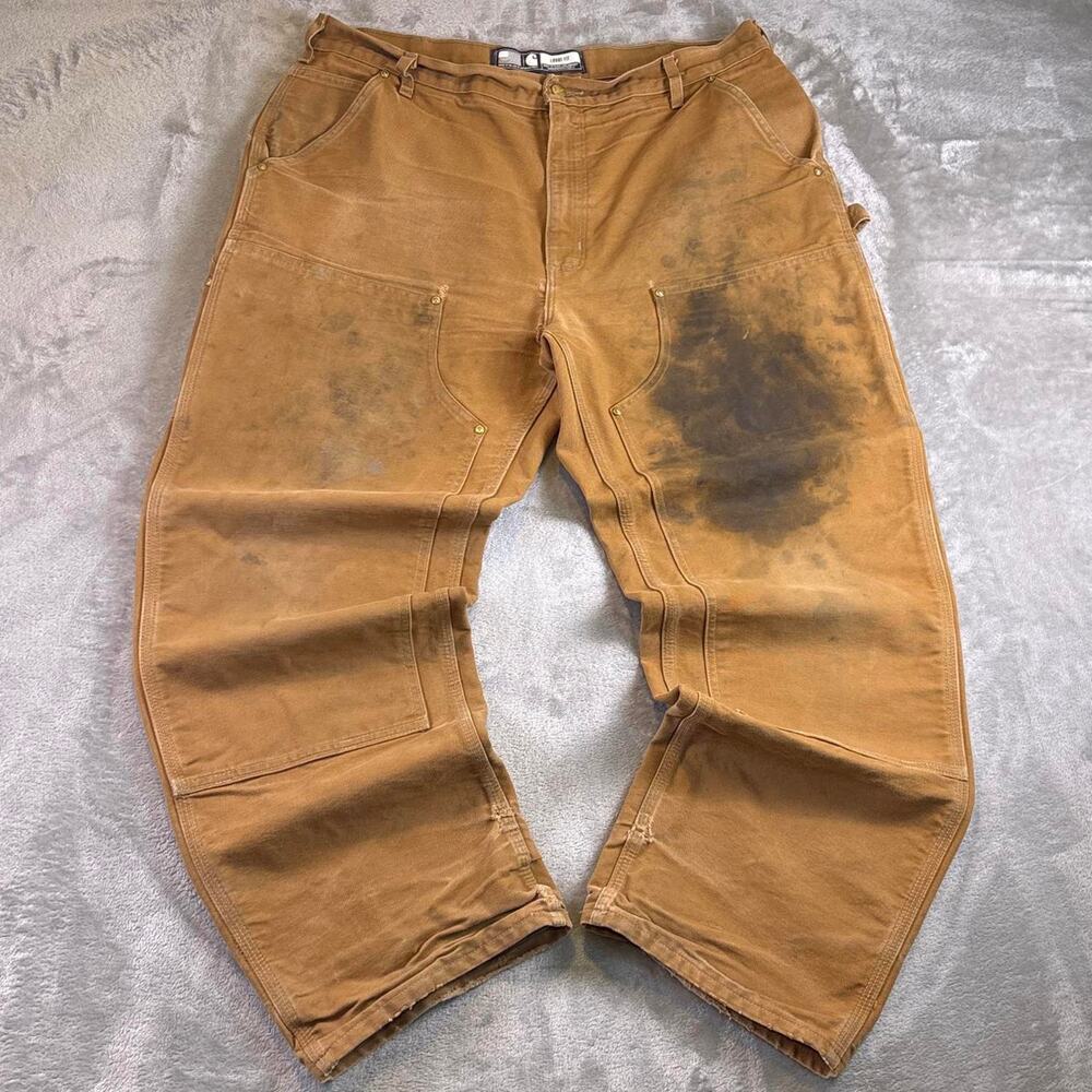 Distressed Carhartt B01 Double Knee Work Pants Men’s 38x32 Brown Duck Canvas